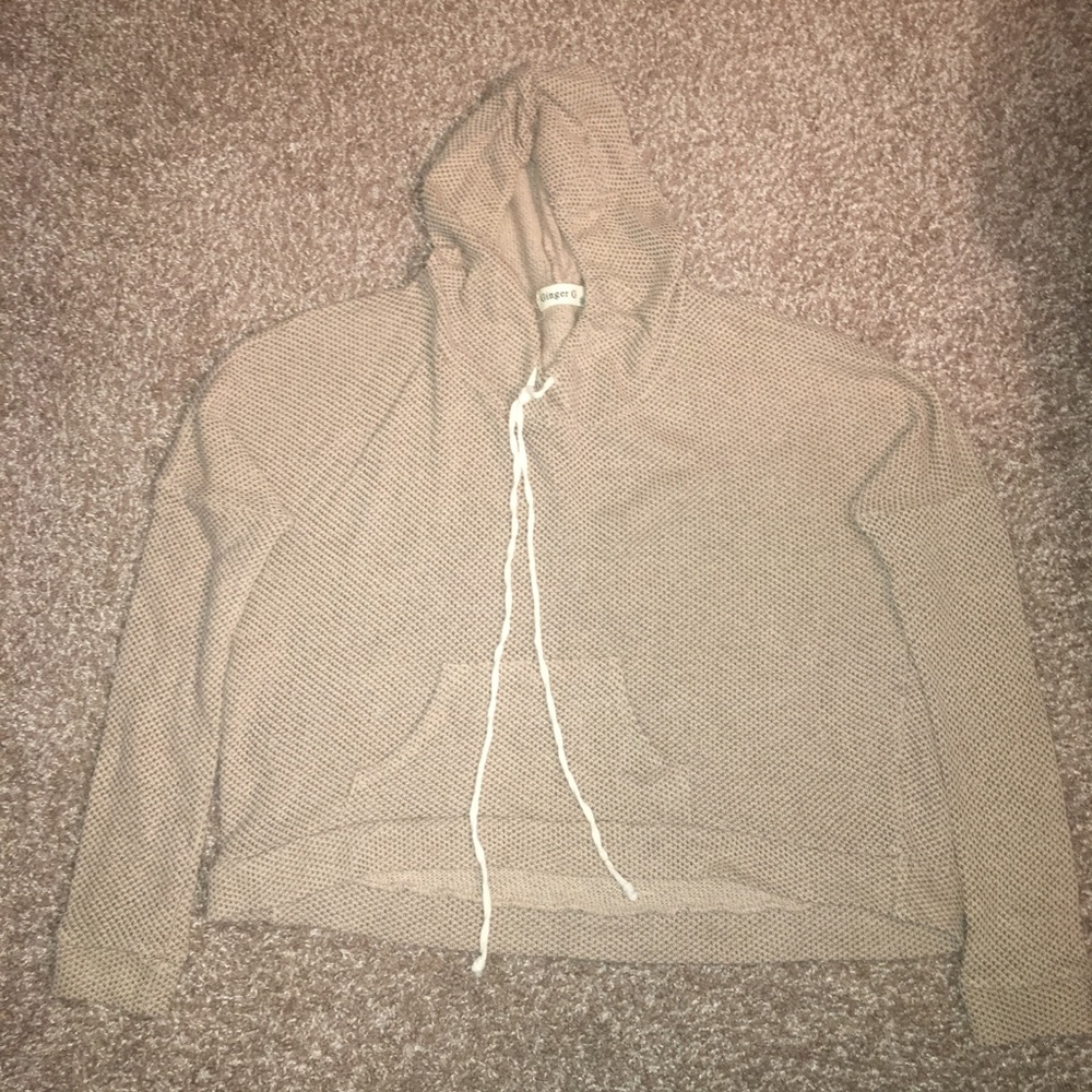 Ginger G Tan Brown Cropped Hoodie